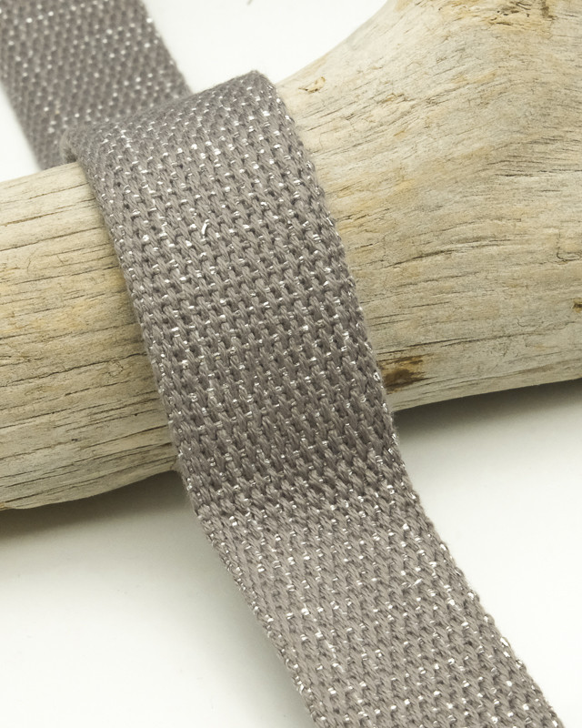 Sangle Coton Lurex Argent 30MM Gris Foncé - Maison klem